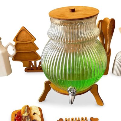 کلمن تپل خط‌دار چوب و شیشه پلای وود کد 1912