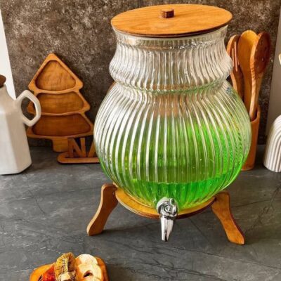 کلمن تپل خط‌دار چوب و شیشه پلای وود کد 1912